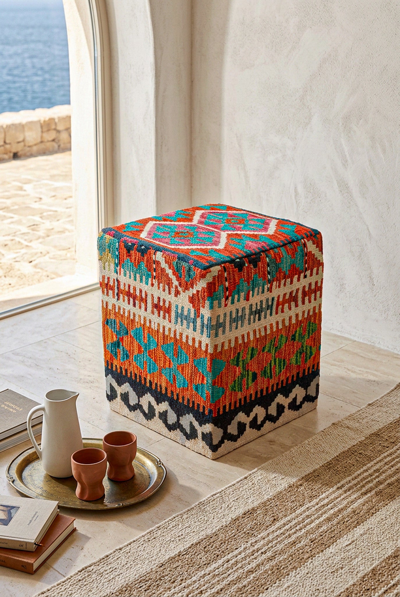 Pouf Quadratischer Kilim Mai Mai masse 40x50cm