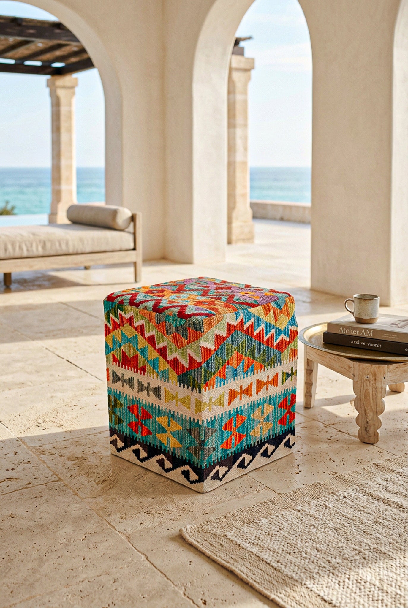 Pouf Quadratischer Kilim Mai Mai masse 40x50cm