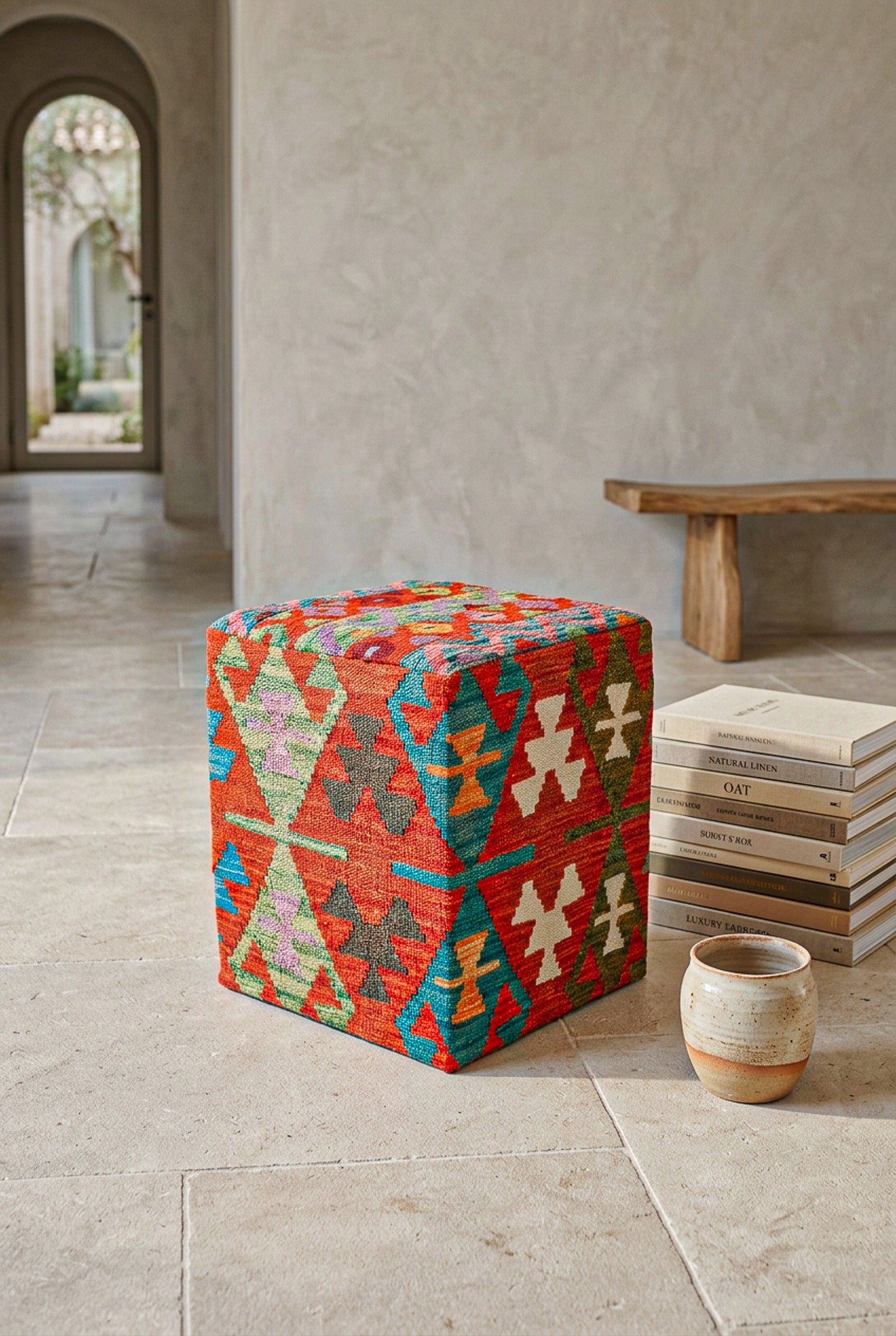 Pouf Quadratischer Kilim Mai Mai masse 40x50cm