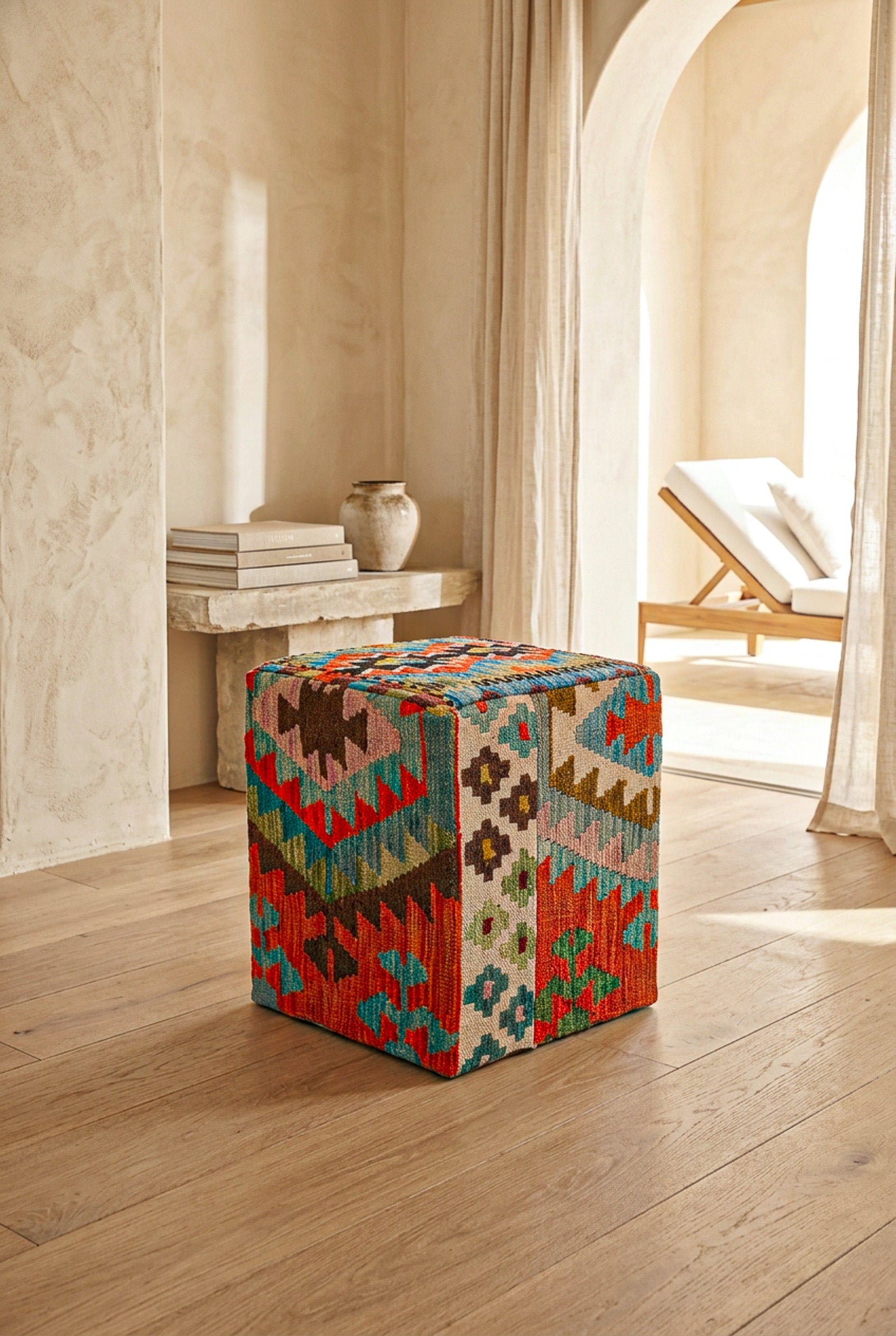 Pouf Quadratischer Kilim Mai Mai masse 40x50cm
