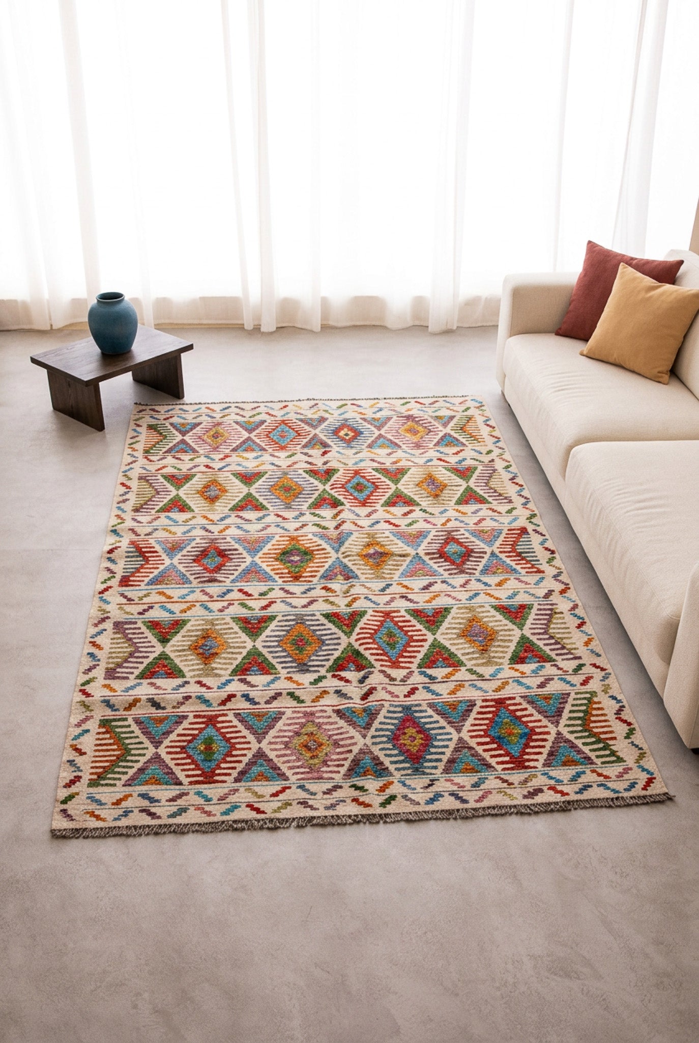 Alfombra Kilim Mai Mai 100% Lana -  148x199cm
