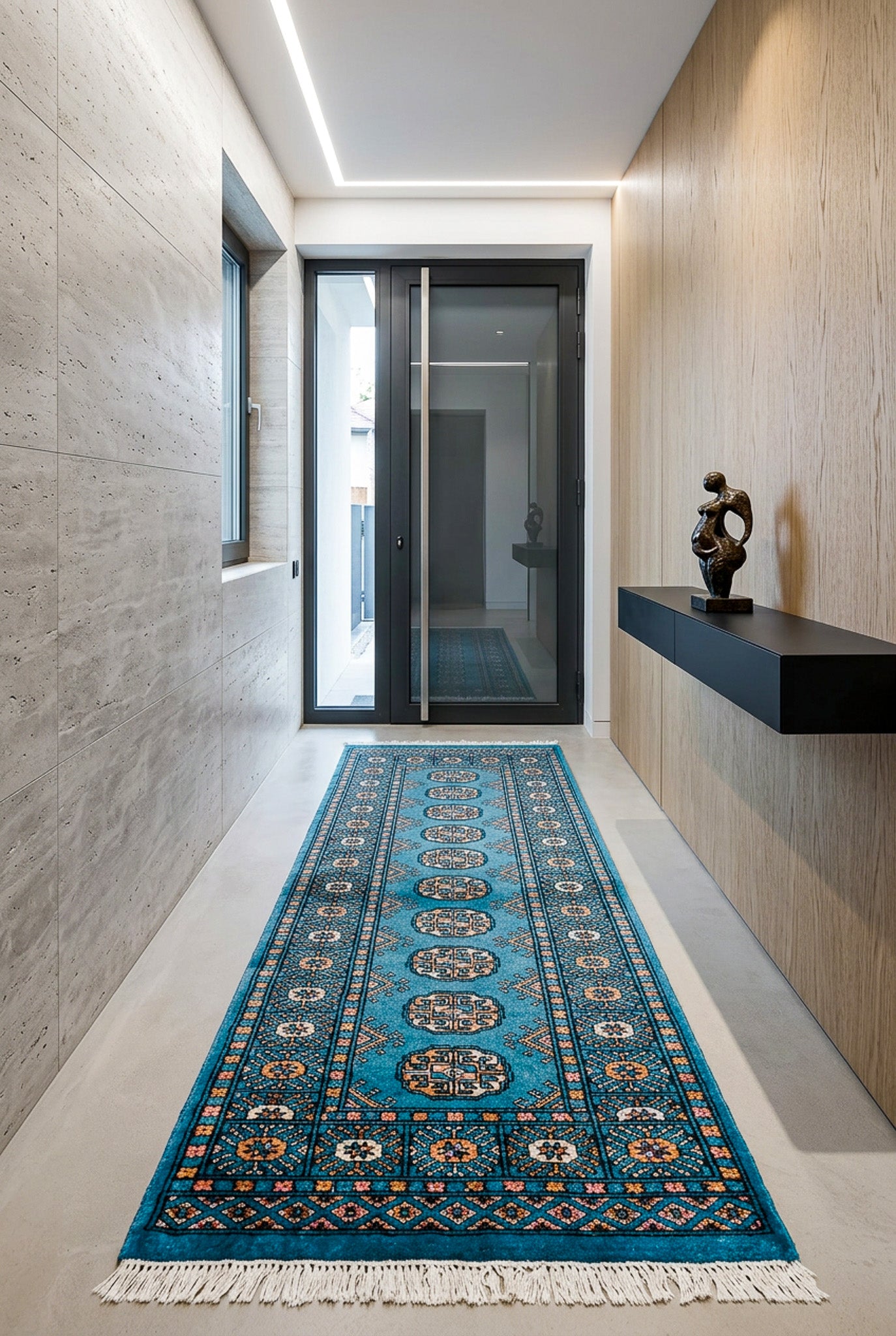 Alfombra Bukara Azul - Lana 100% 63x178cm
