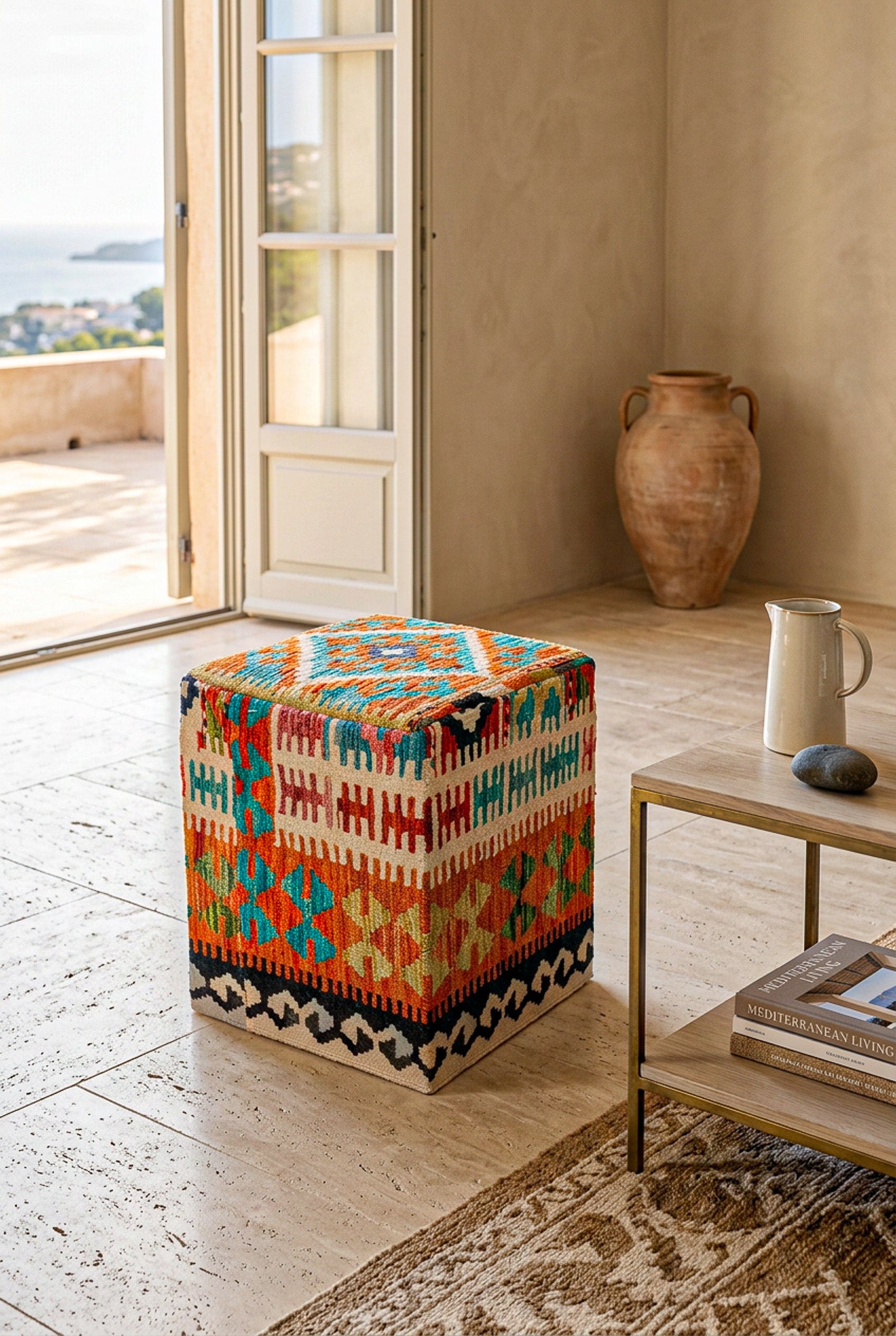 Pouf Quadratischer Kilim Mai Mai masse 40x50cm