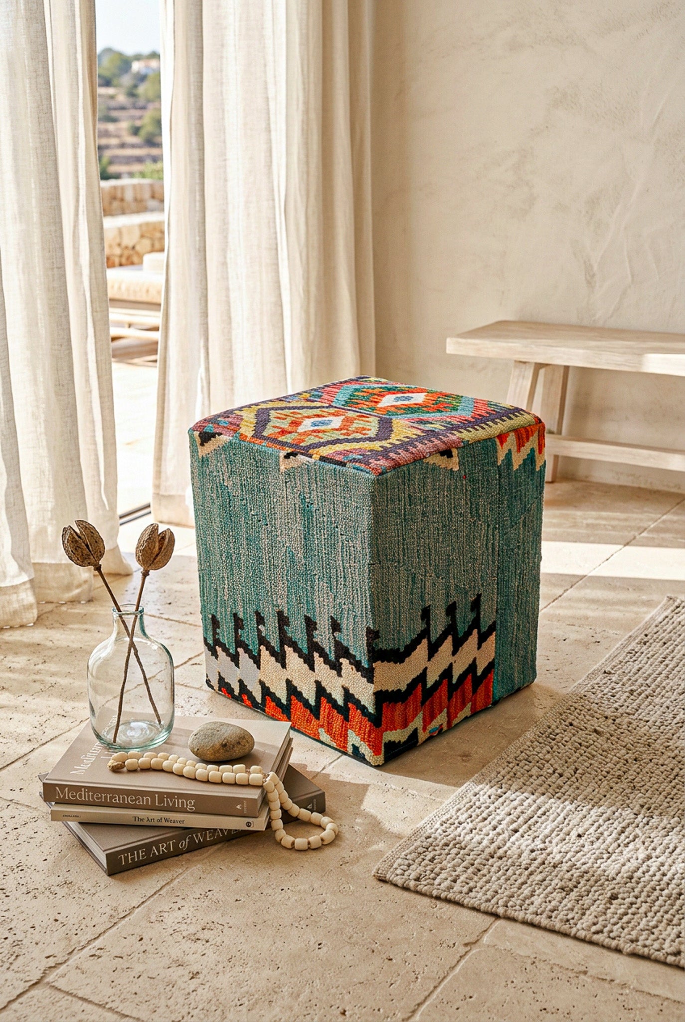 Pouf Quadratischer Kilim Mai Mai masse 40x50cm