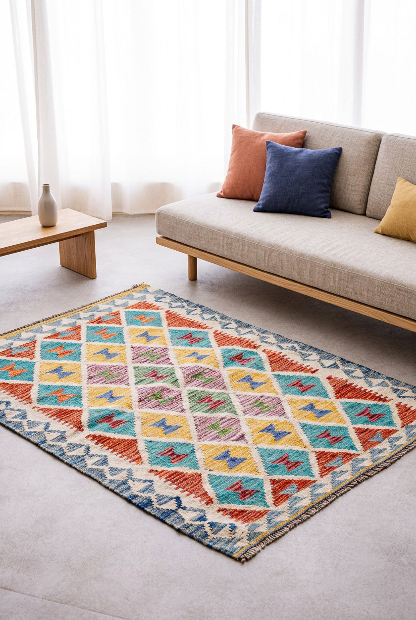 Alfombra Kilim Mai Mai 100% Lana -  88x126cm