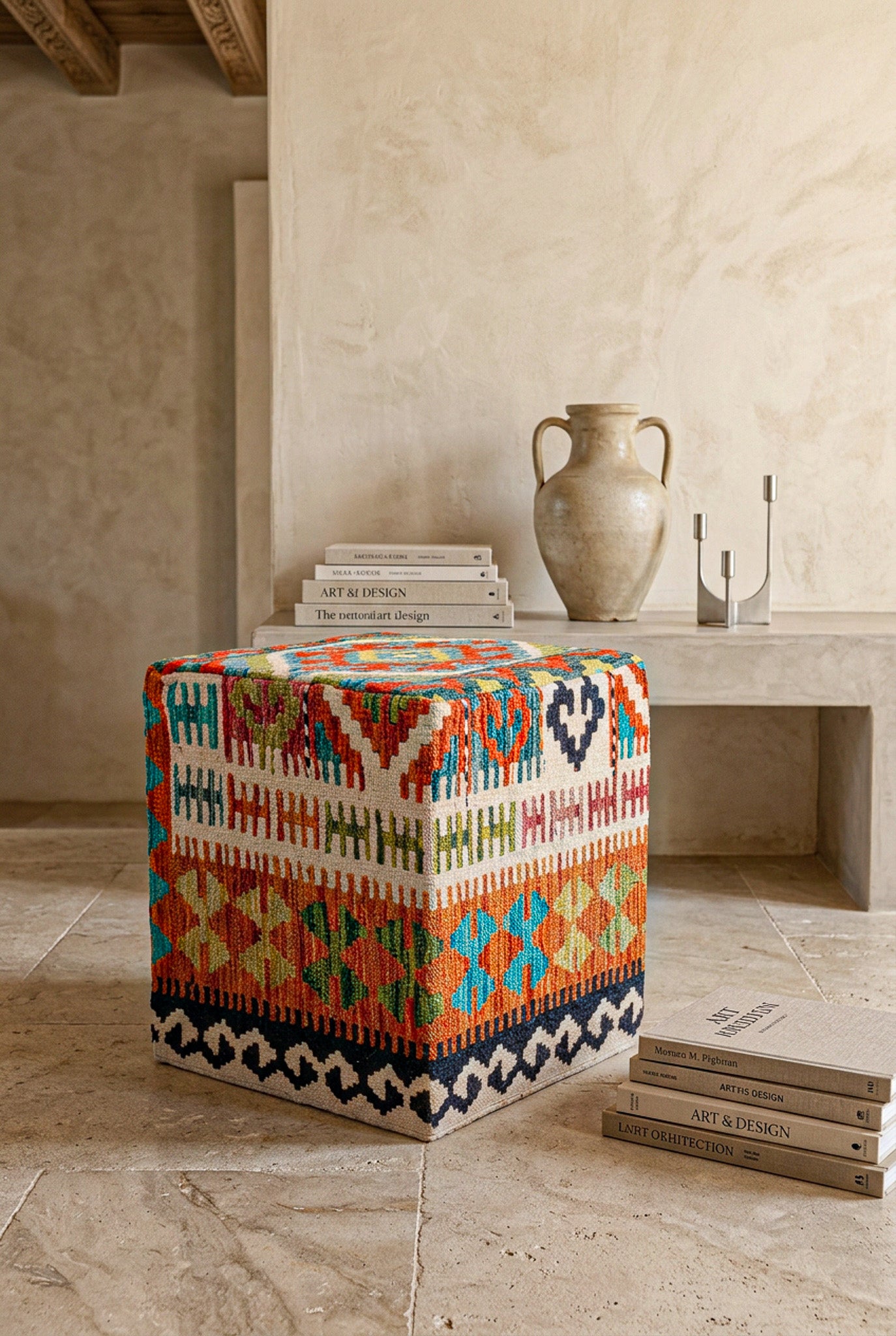 Pouf Quadratischer Kilim Mai Mai masse 40x50cm