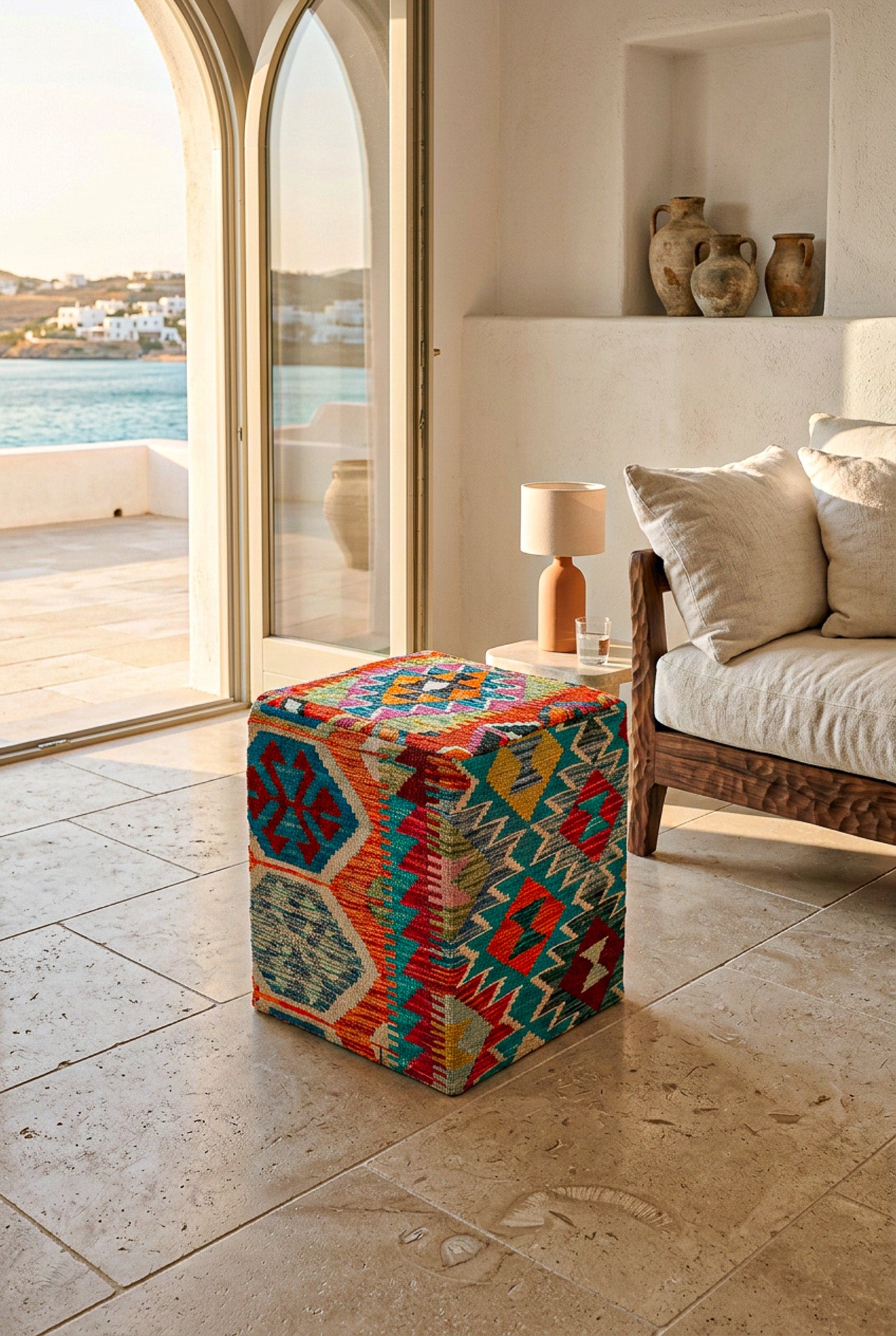 Pouf Quadratischer Kilim Mai Mai masse 40x50cm