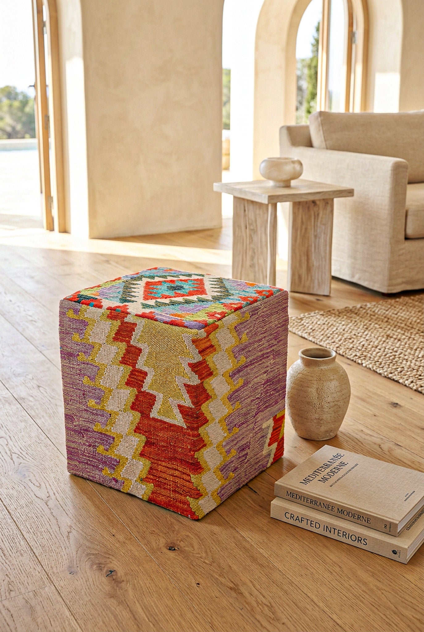 Pouf Quadratischer Kilim Mai Mai masse 40x50cm