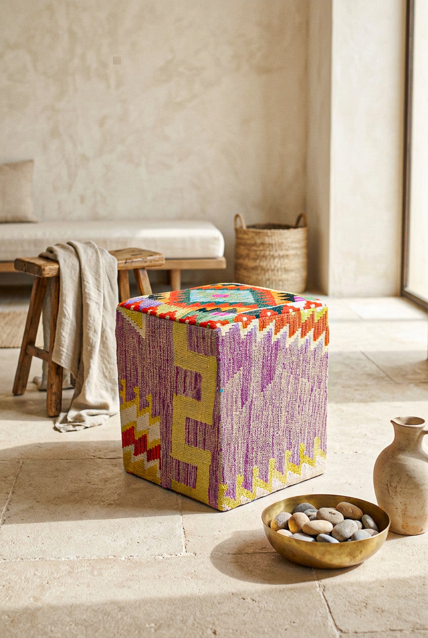 Pouf Quadratischer Kilim Mai Mai masse 40x50cm