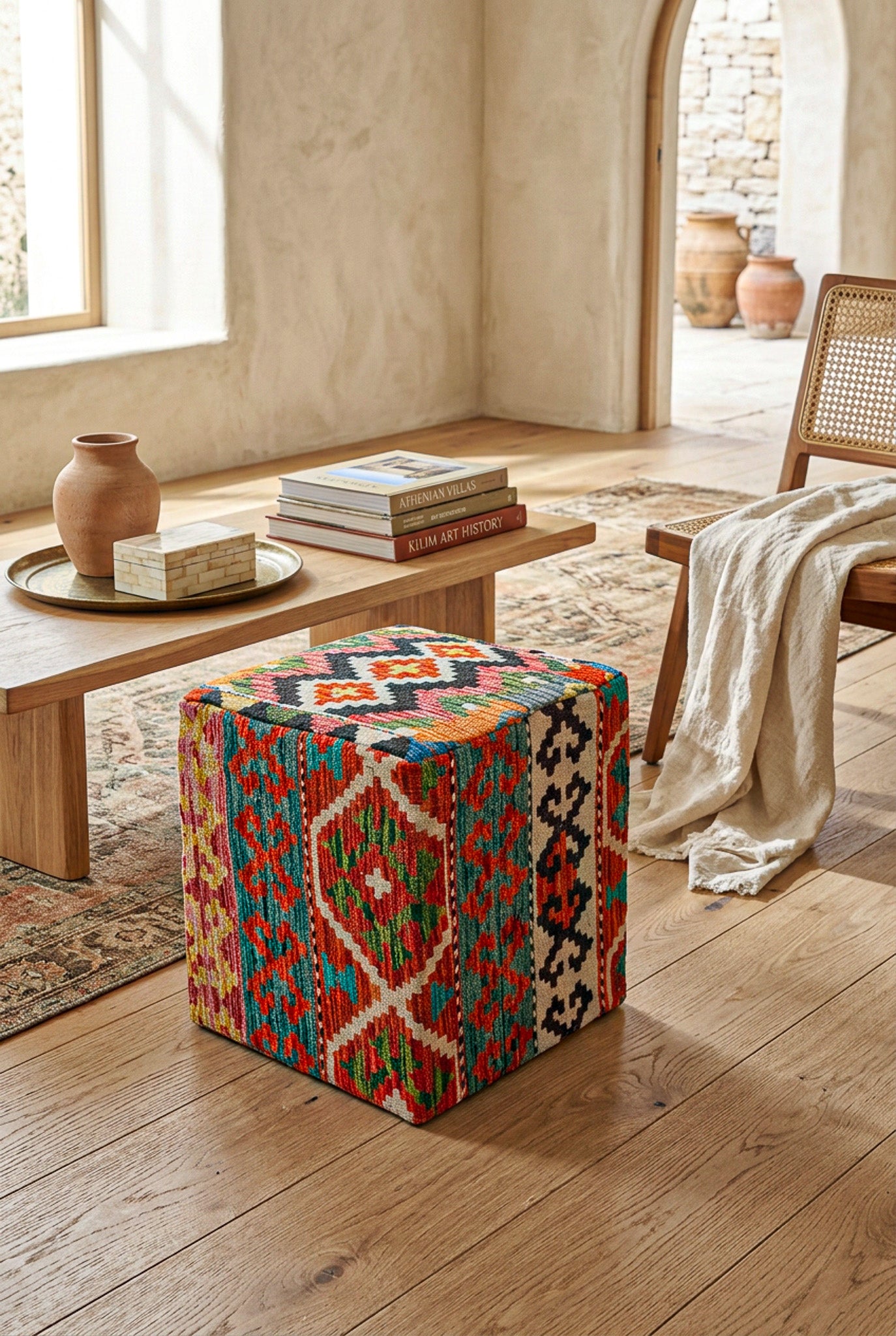 Pouf Quadratischer Kilim Mai Mai masse 40x50cm