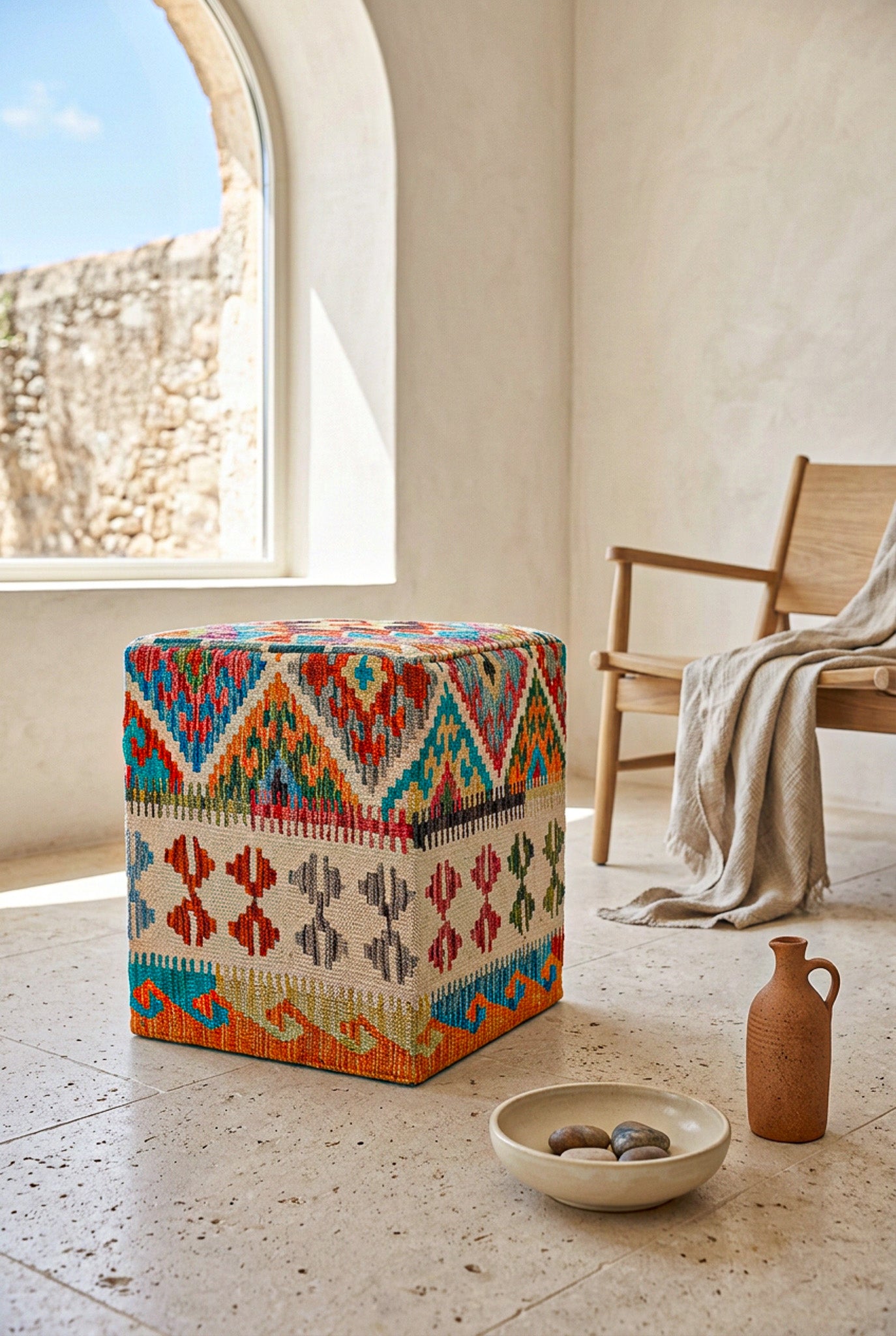 Pouf Quadratischer Kilim Mai Mai masse 40x50cm