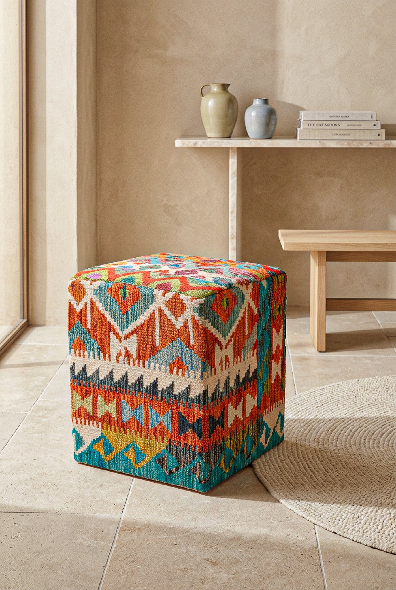 Pouf Quadratischer Kilim Mai Mai masse 40x50cm