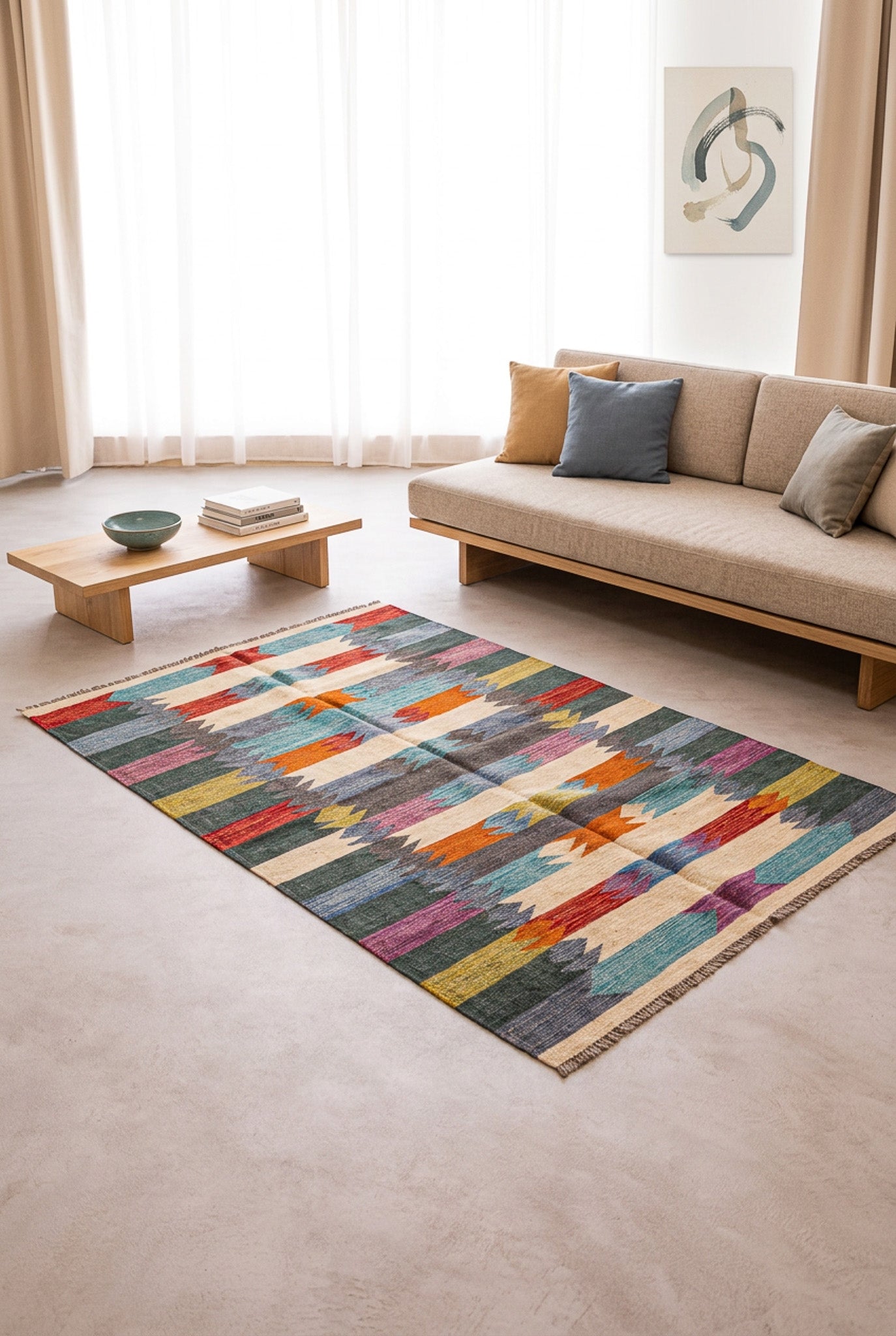 Alfombra Kilim Tribal 100% Lana - 125x185cm