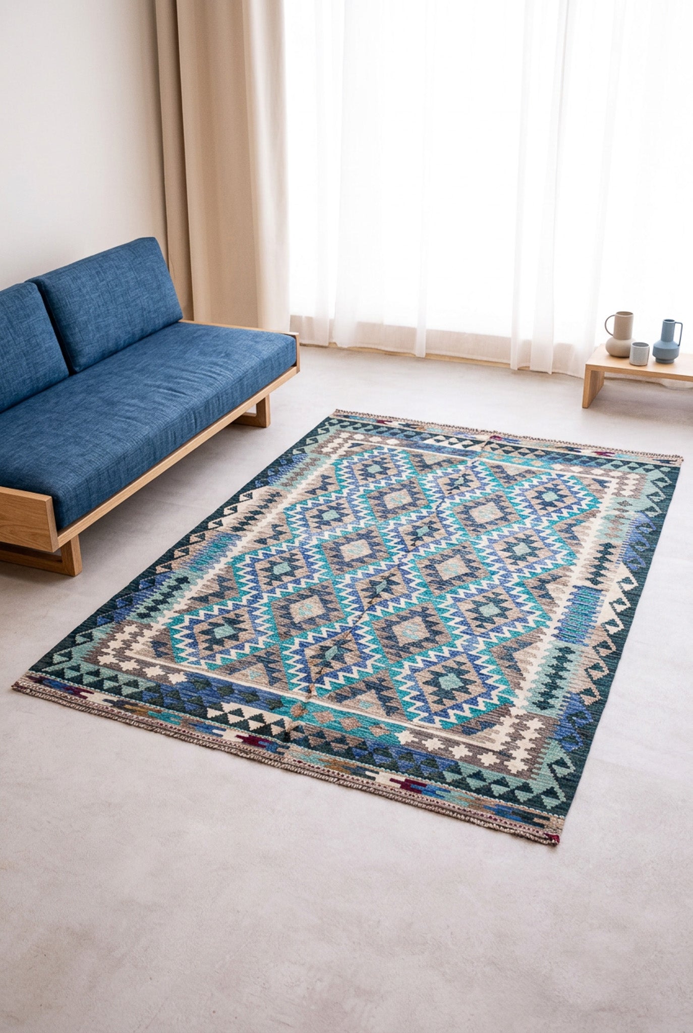 Teppich Kelim Mai Mai - 100 % Wolle - 157x196cm