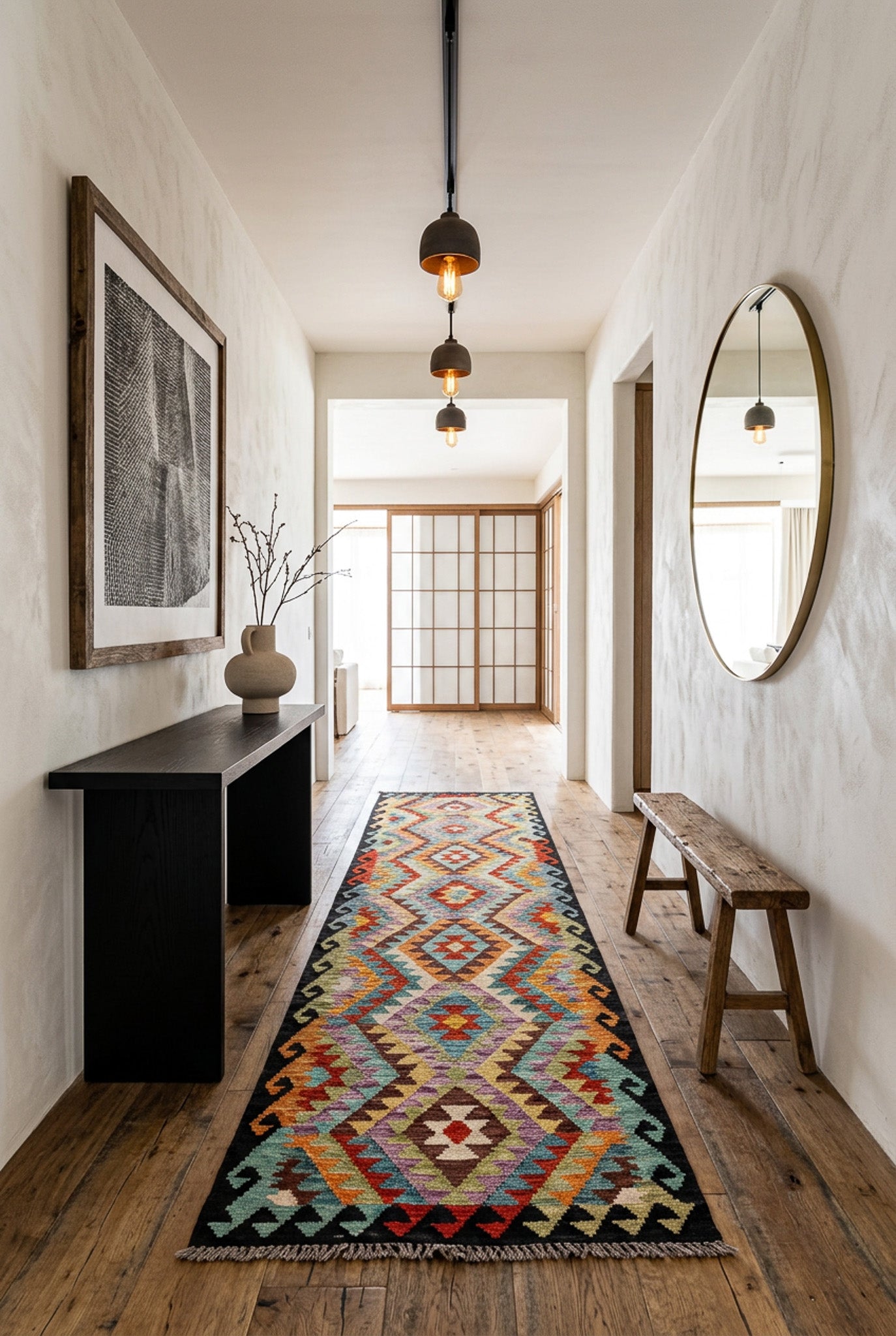 Alfombra Kilim Mai Mai 100% Lana -  74x278cm