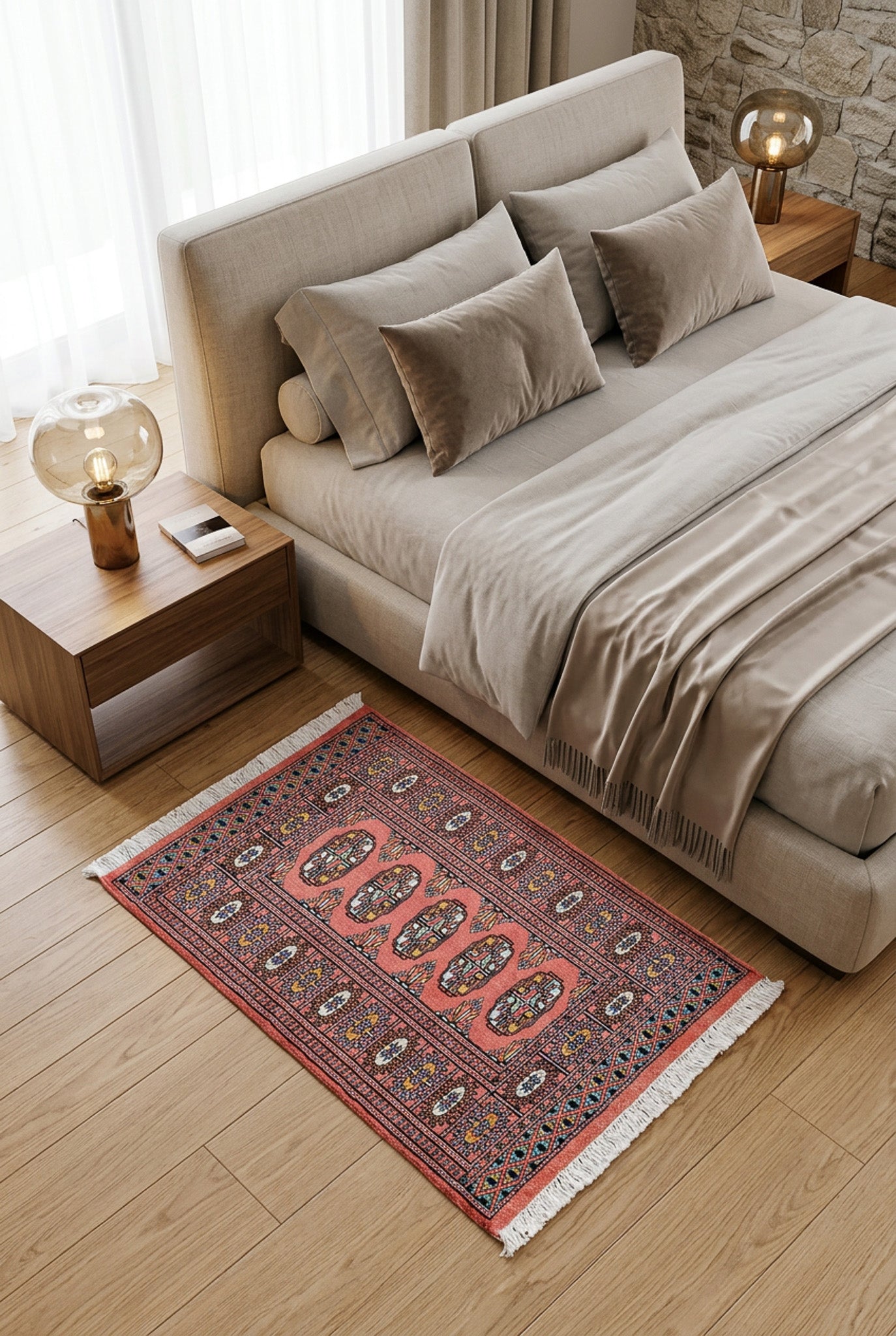 Alfombra Bukara Salmón - Lana 100% 80x120cm