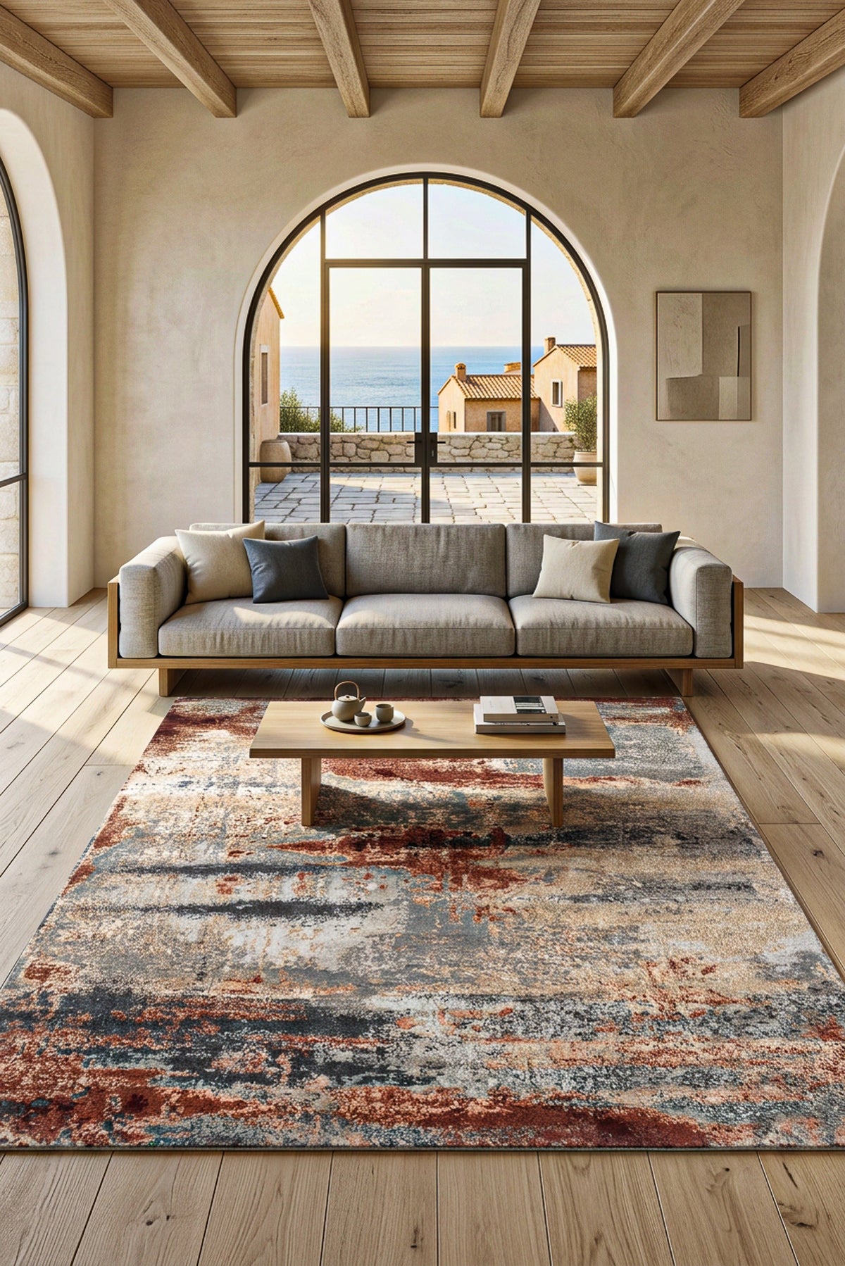 Teppich Terra Grau / Rostfarbener – Luxus-Kurzflor Mehrfarbig 299 x 404