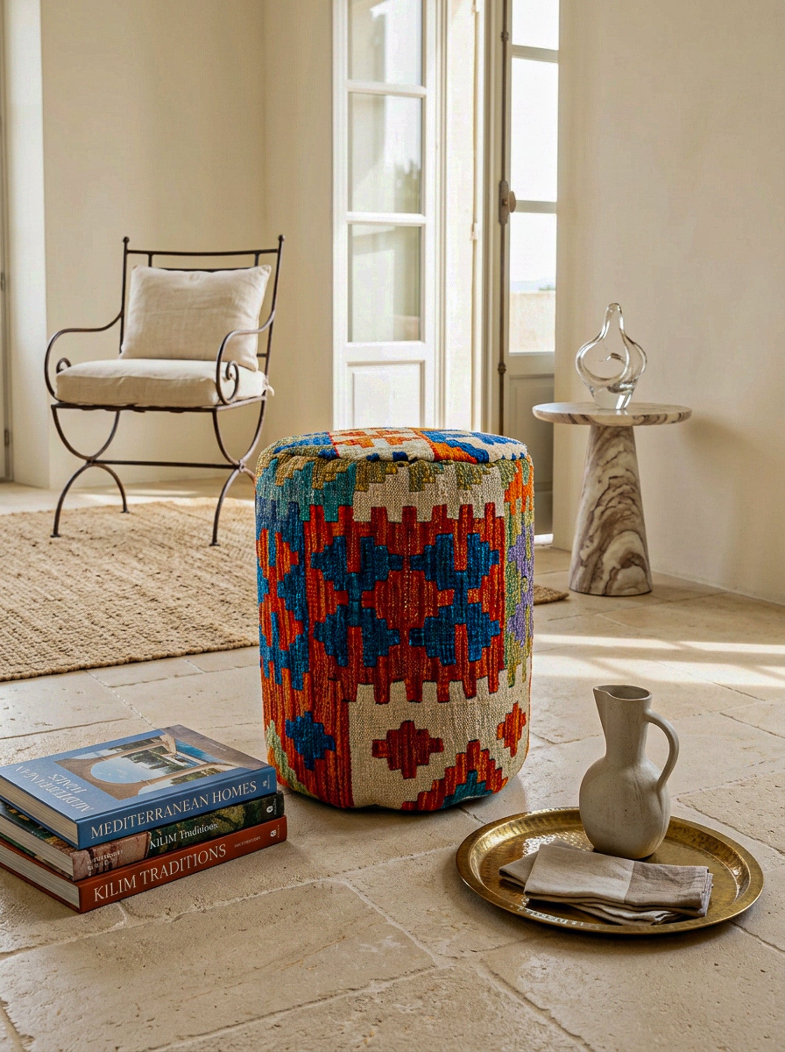 Pouf Rund Kilim Mai Mai - masse 37x42cm