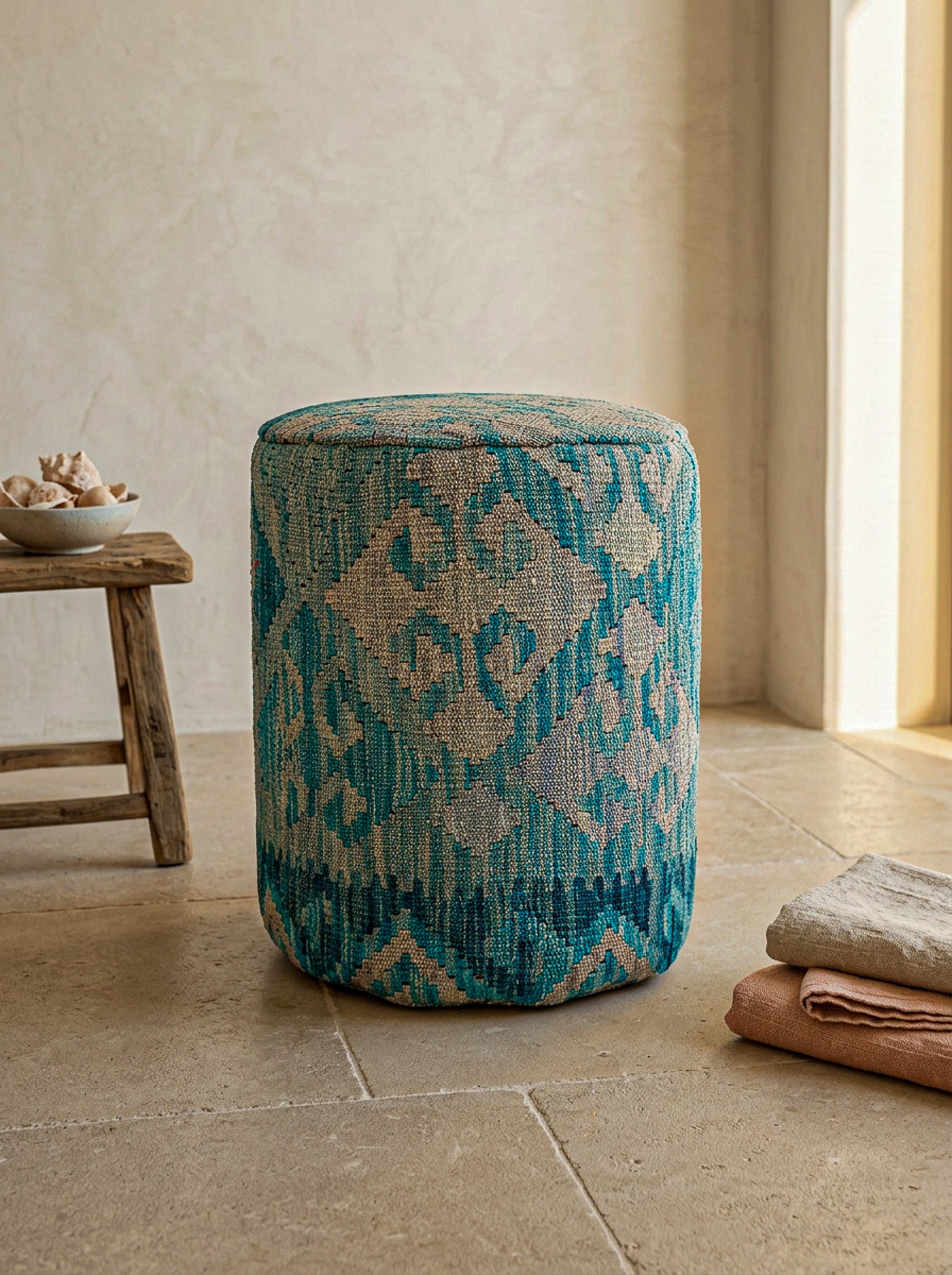 Pouf Rund Kilim Mai Mai - masse 37x42cm
