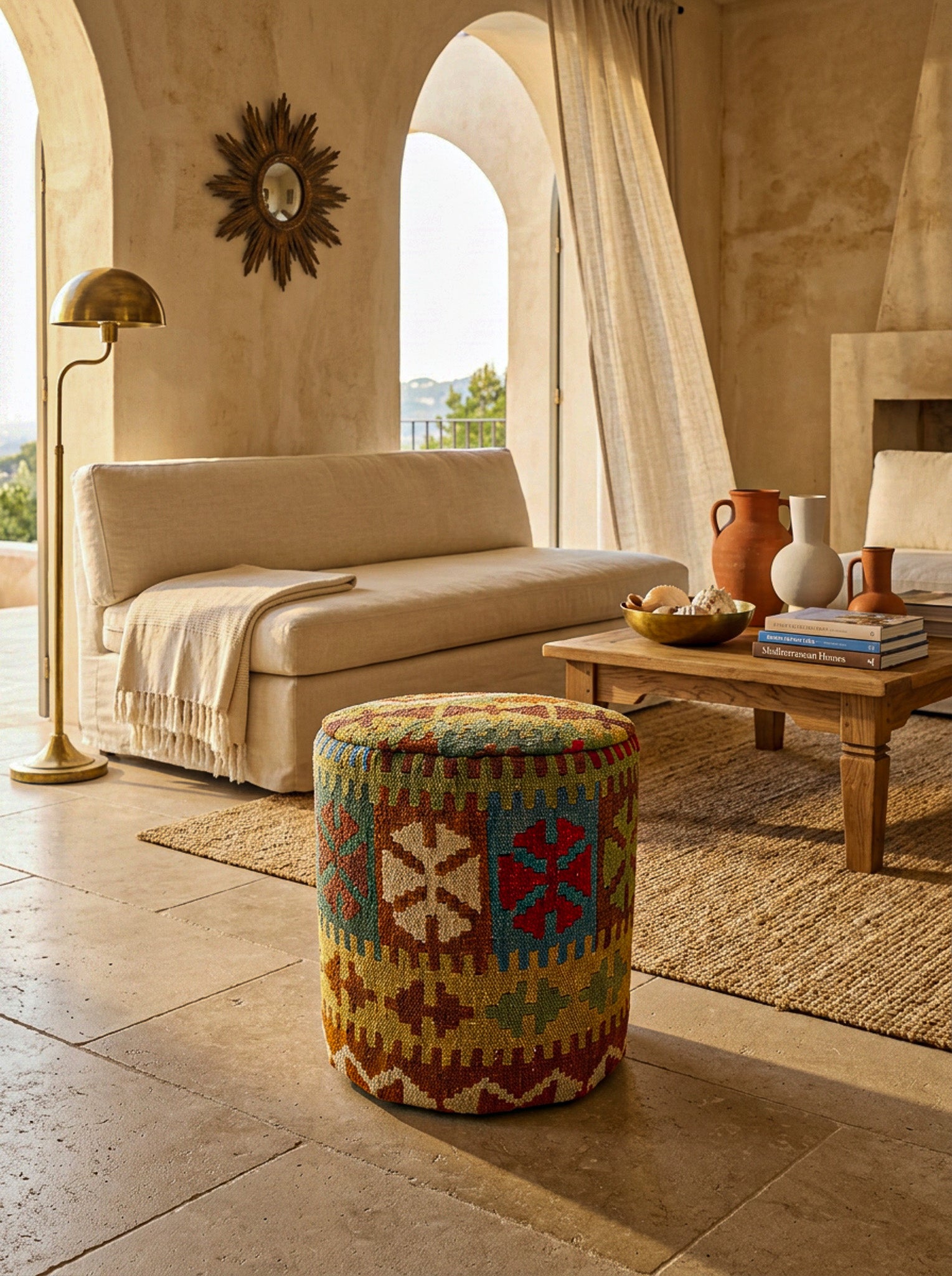 Pouf Rund Kilim Mai Mai - masse 37x42cm
