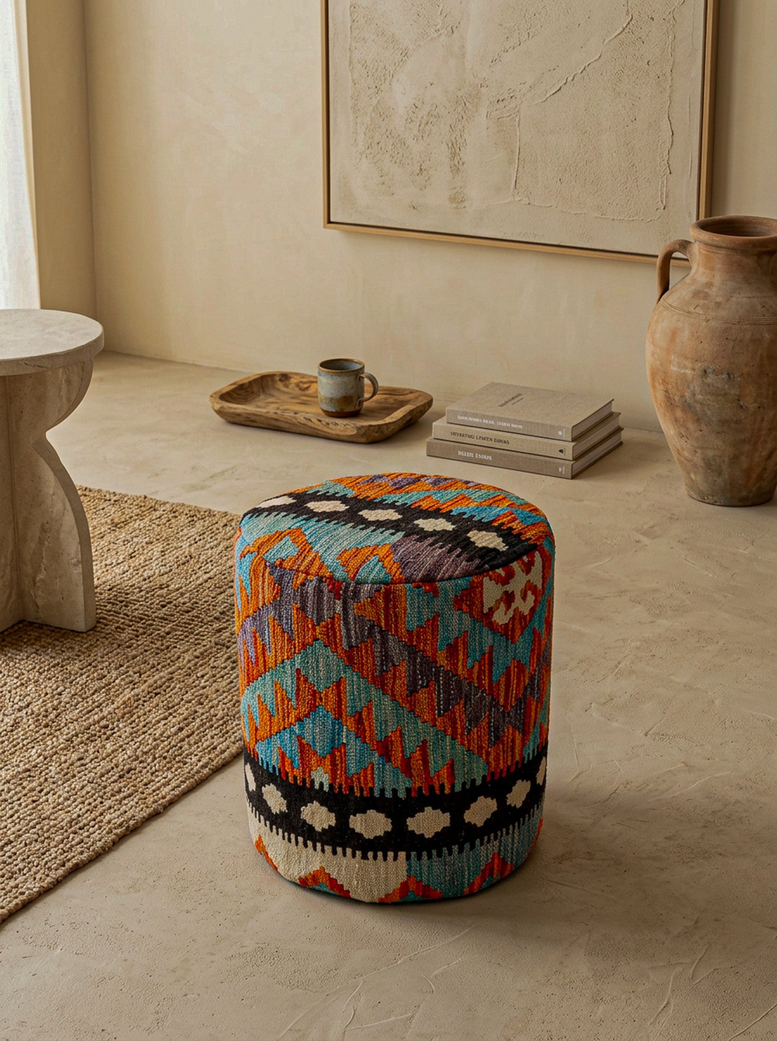 Pouf Rund Kilim Mai Mai - masse 37x42cm