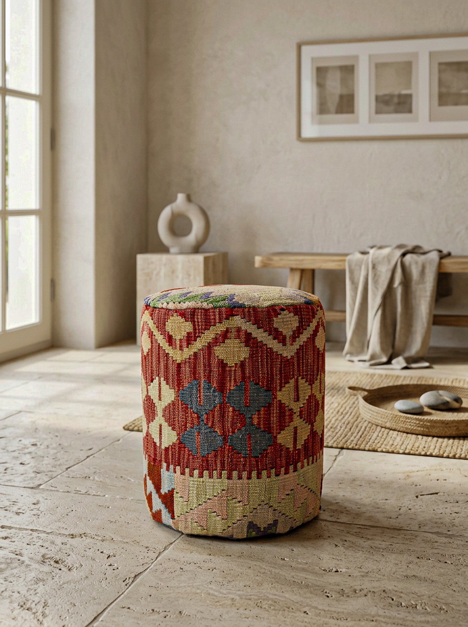 Pouf Rund Kilim Mai Mai - masse 37x42cm