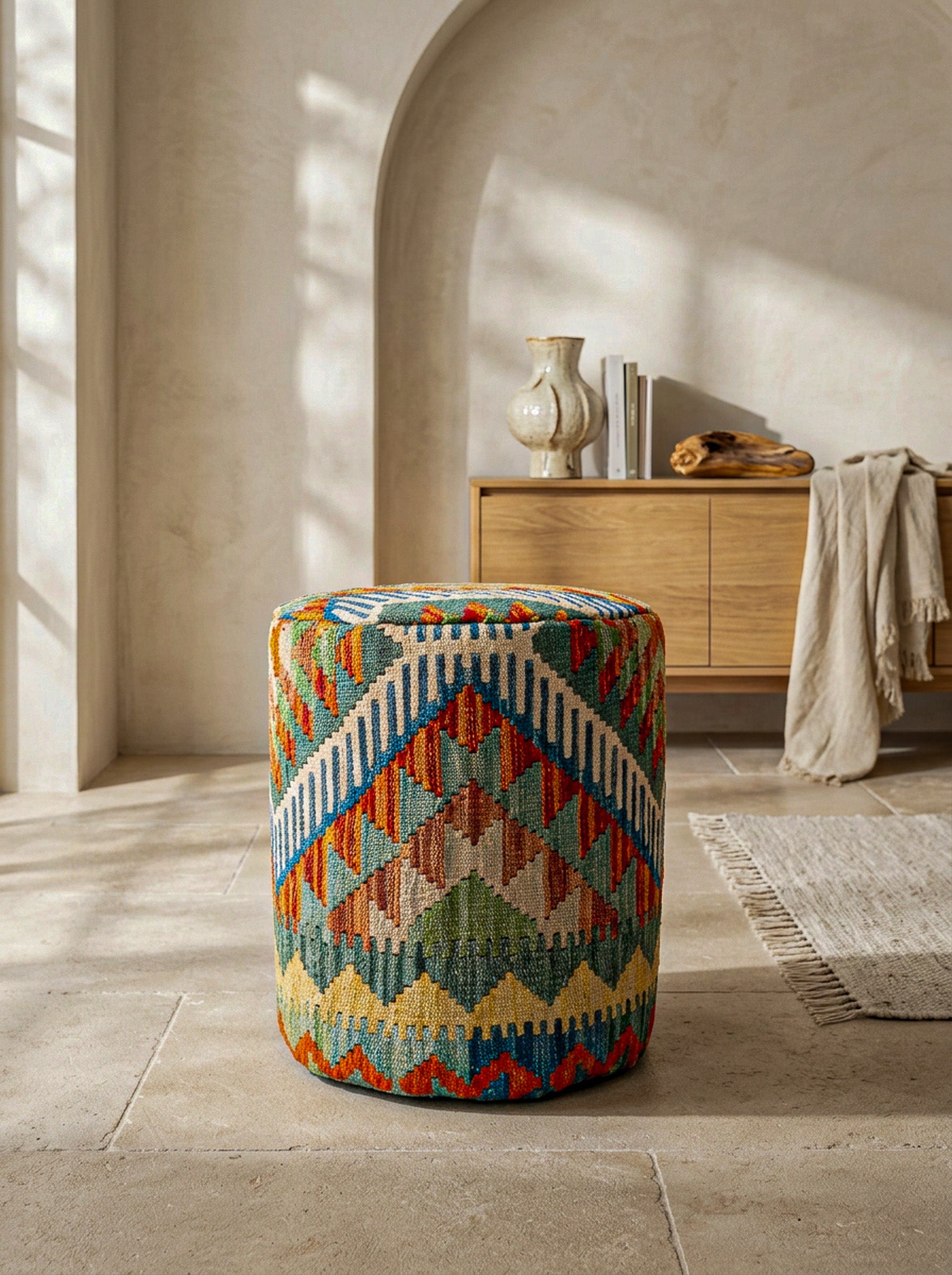 Pouf Rund Kilim Mai Mai - masse 37x42cm