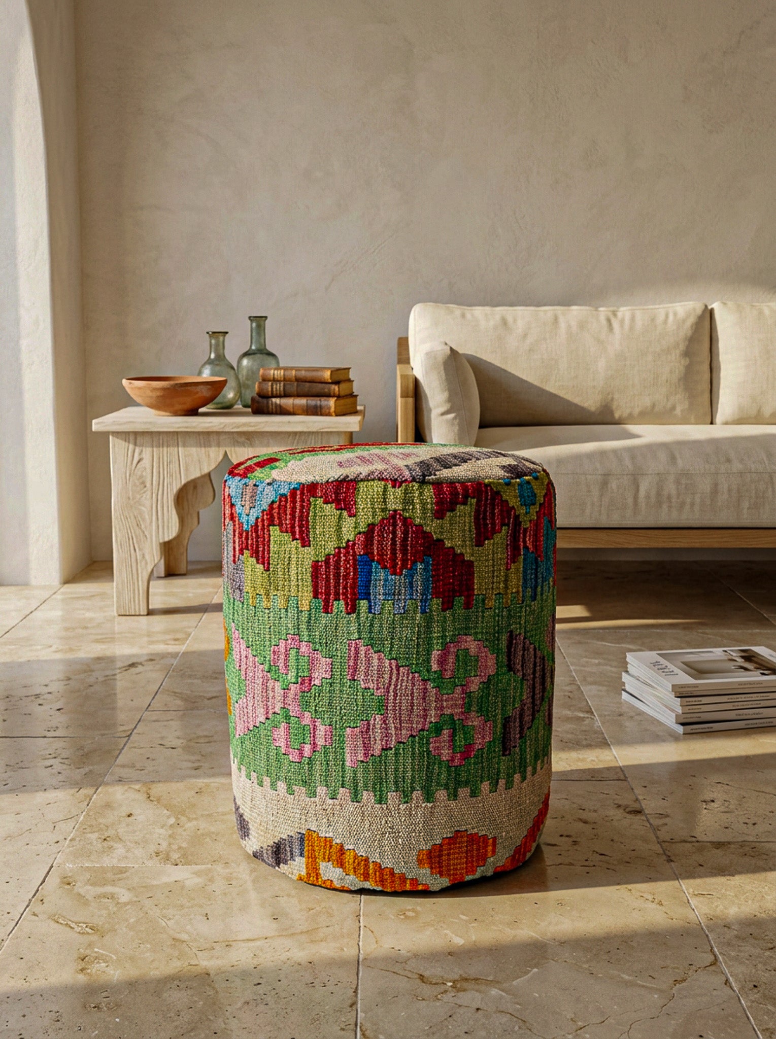 Pouf Rund Kilim Mai Mai - masse 37x42cm