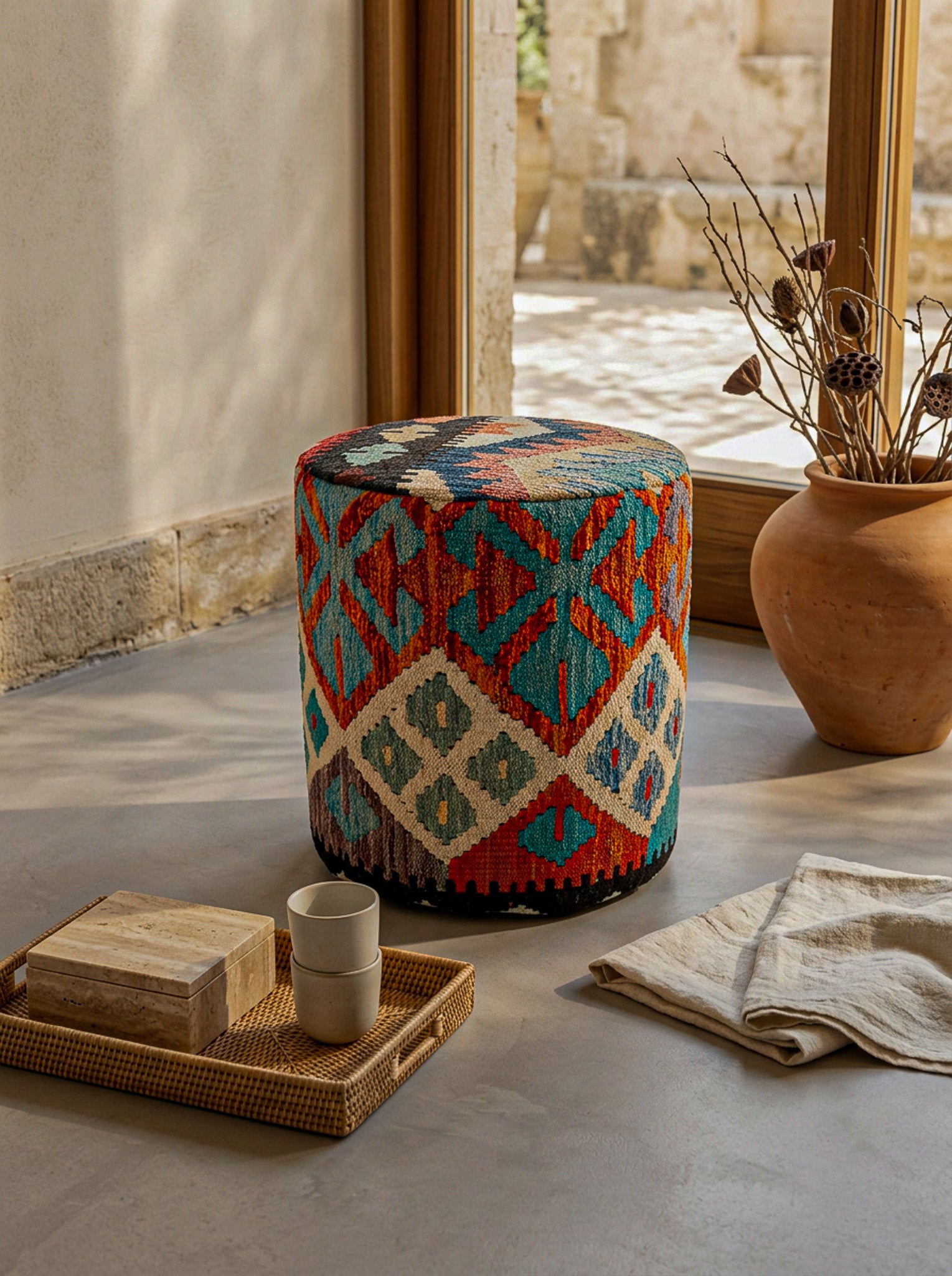Pouf Rund Kilim Mai Mai - masse 37x42cm