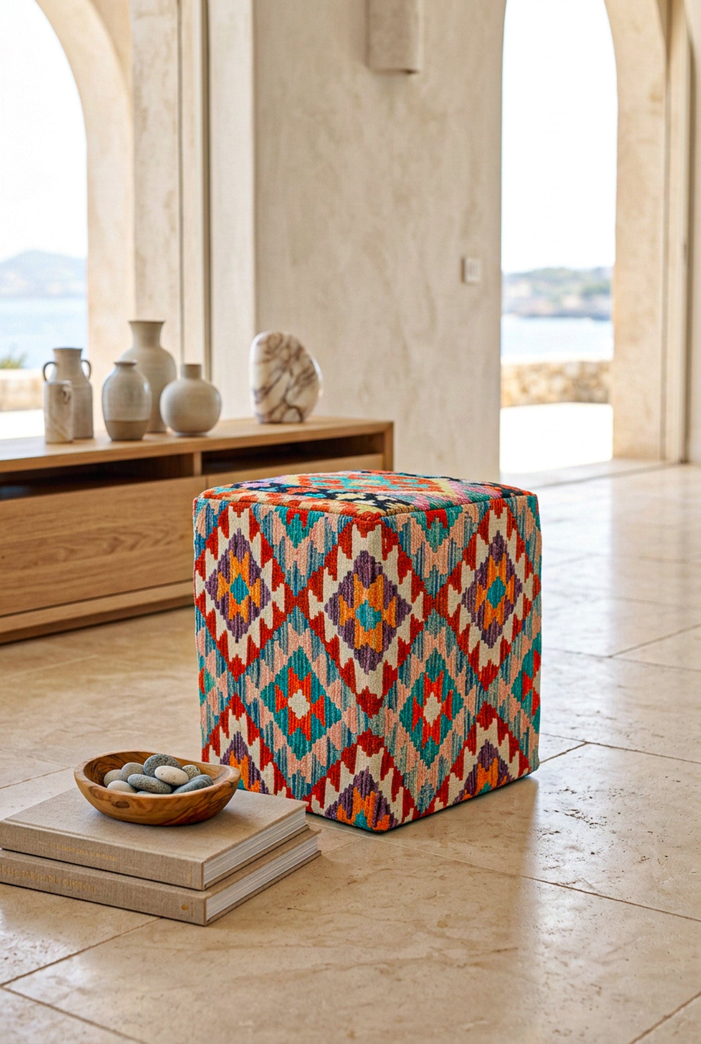 Pouf Quadratischer Kilim Mai Mai masse 40x50cm