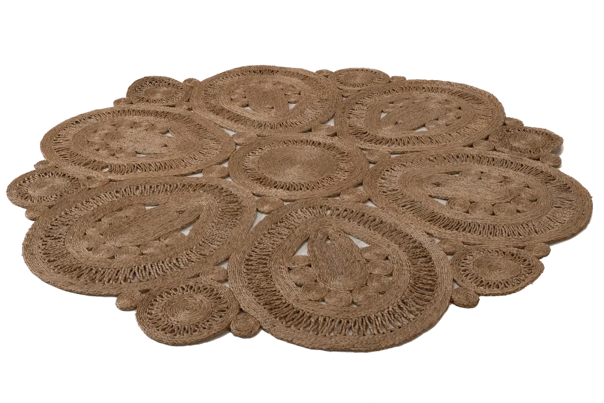 Runder Naturjute-Teppich - Braun 202 x 204